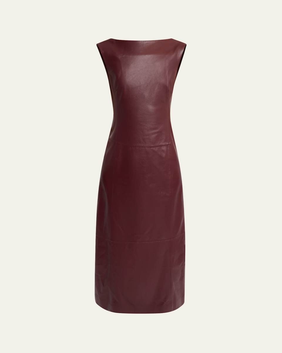 Long Leather Backless Dress